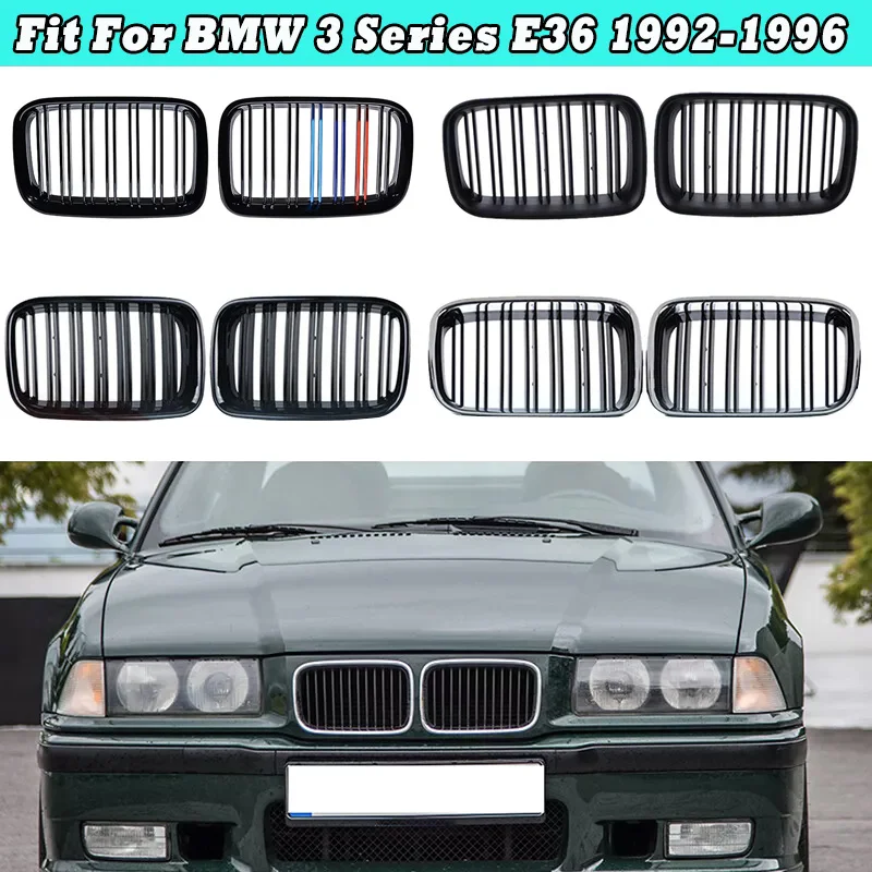 Передняя решетка почек черные гоночные решетки с двумя планками подходят для BMW 3