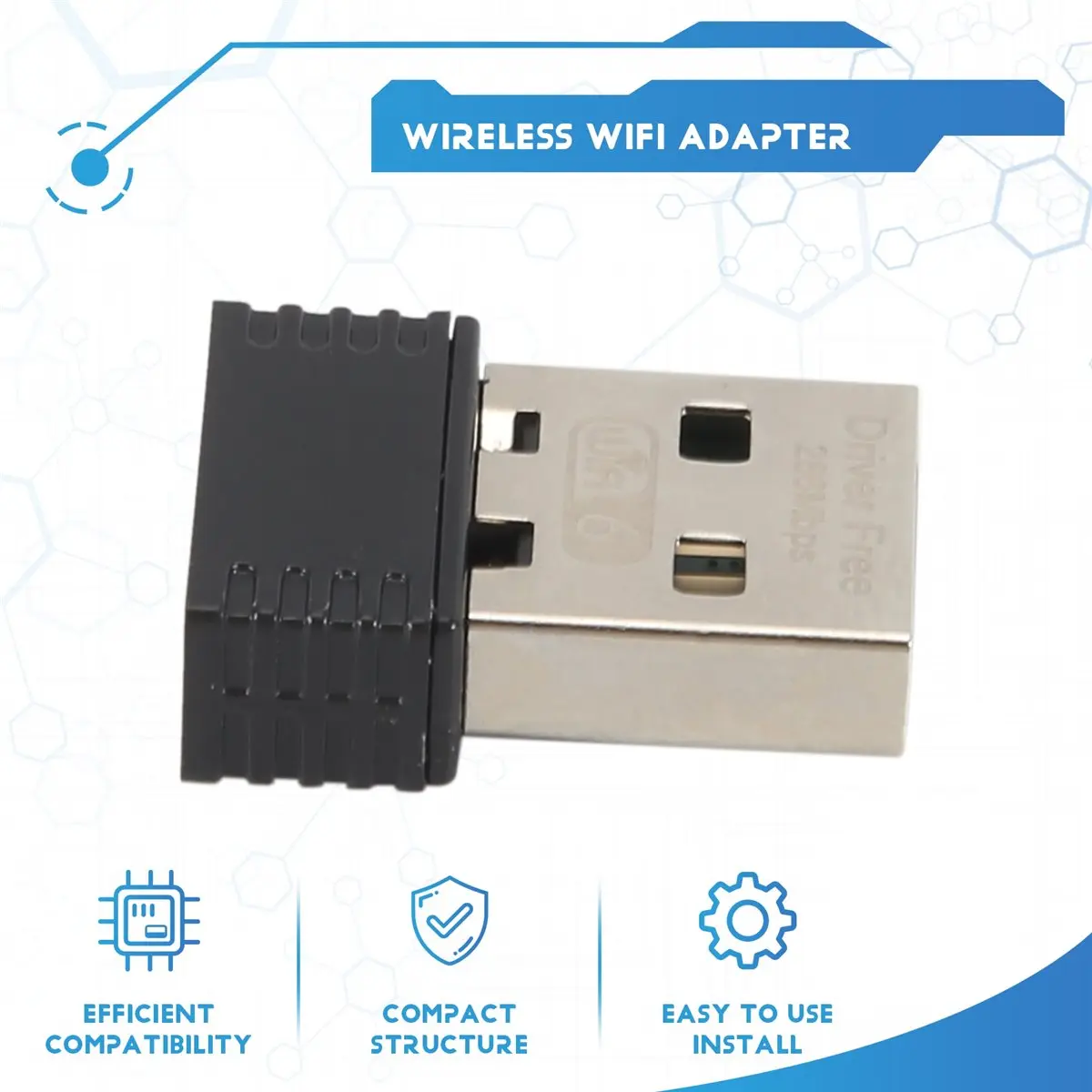 Фото Беспроводной адаптер Wi-Fi 6 A72Z AX286 802.11Ax 2,4 ГГц, сетевая карта USB без драйверов для компьютеров с Windows 7/10/11, мини-приемник Wi-Fi №4