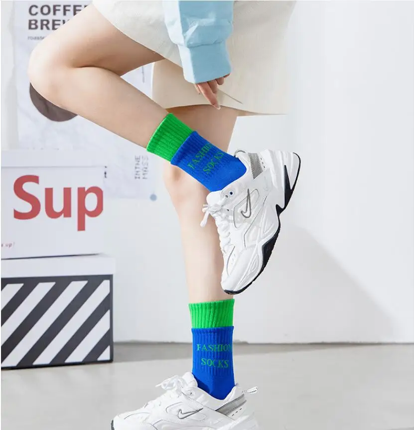 Online Celebrity Trend Letter Fashion Kawaii Cute Japanese Stockings Women's Socks Trend Sports Spring And Autumn Cotton Socks