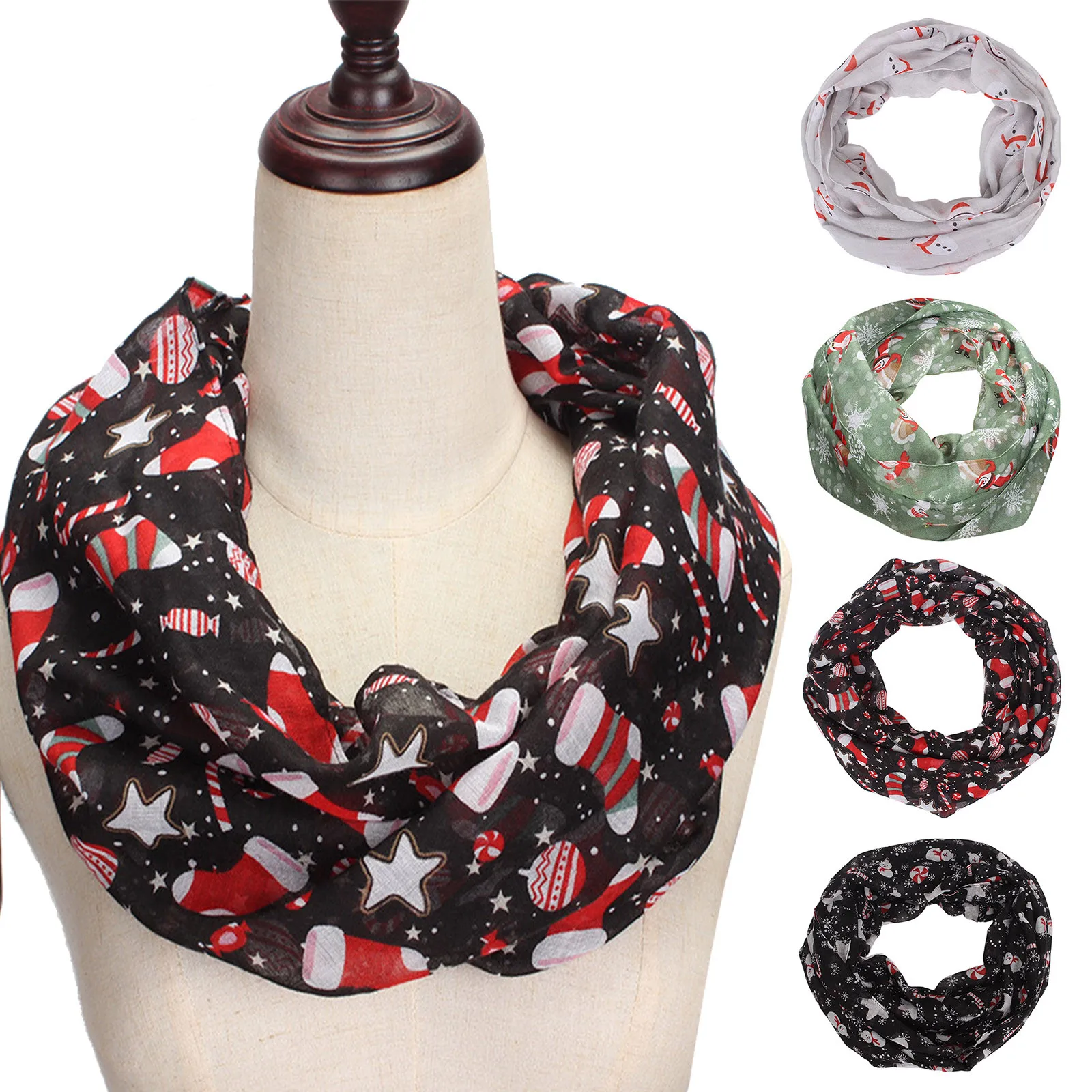 z nadrukiem damski szalik świąteczny wzór ciepły płaszcz jesienny modny zimowy dla kobiet