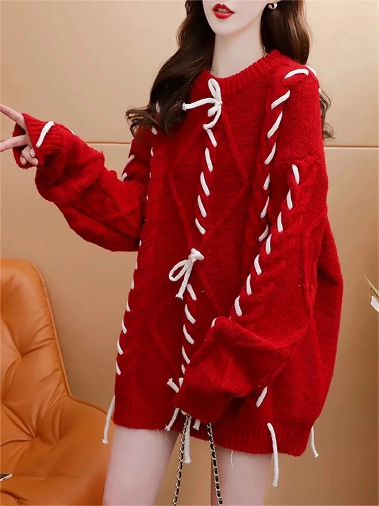 

Hsa 2022 New Autumn Winter Casual Sweater Women Tassel Long Sweater Jumpers Loose Style Chic Pullovers Warm Winter Thick Sweater