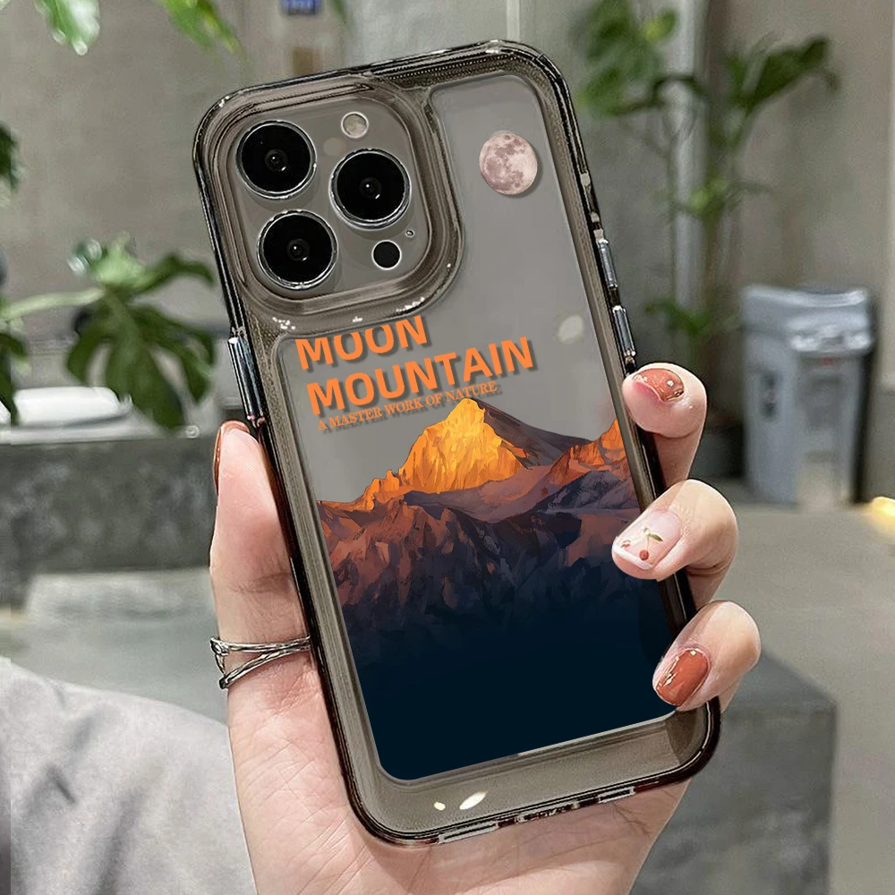 Чехлы для телефонов iPhone 16 Pro Max 15 14 13 12 11 7 8 Plus X XS XR SE Sunset Snow Mountain Soft Bumper