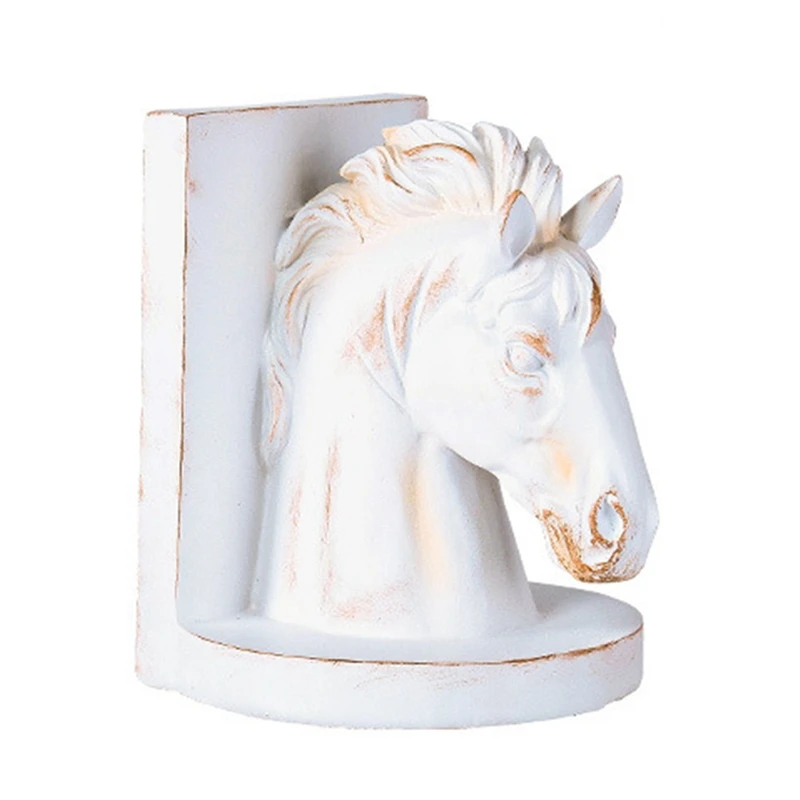 

American Retro Horse Head Bookend Ornaments Resin Antique Figurines Home Book Shelf Decoration Book Stand Crafts
