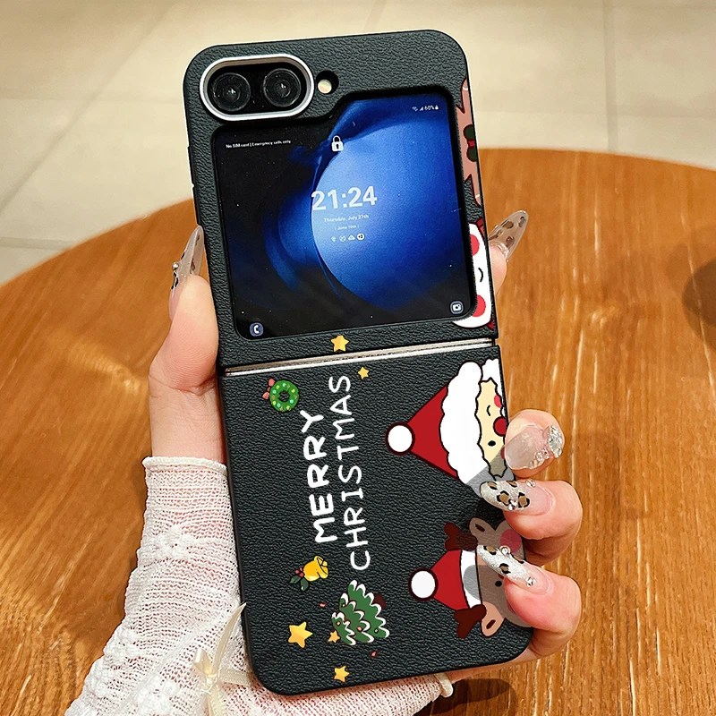 Для Samsung Galaxy Z Flip 6 5 4 3 чехол Рождественская шапка Санта-Клаус магнитный