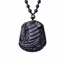 black obsidian smooth sailing necklace amulet pendant with adjustable chain