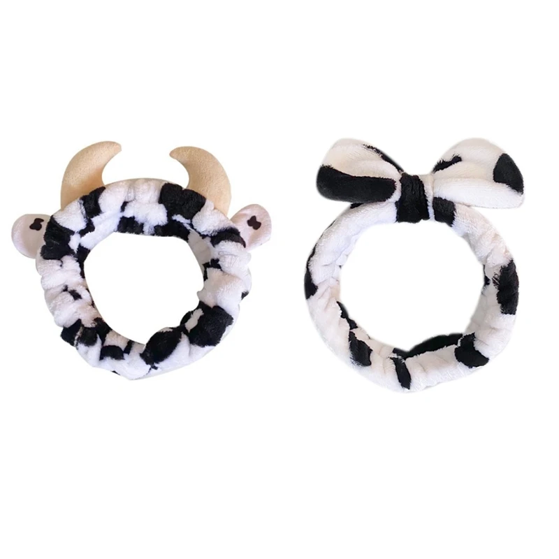 

Women Animals Horns Headbands Make Up Flannel Spotted Headband Soft Stretch Fuzzy Cosplay Costume & Hair Supplies