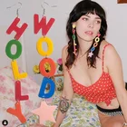 Женские акриловые серьги в стиле панк, Разноцветные серьги-подвески с английскими буквами, Модные ажурные длинные серьги-кисточки