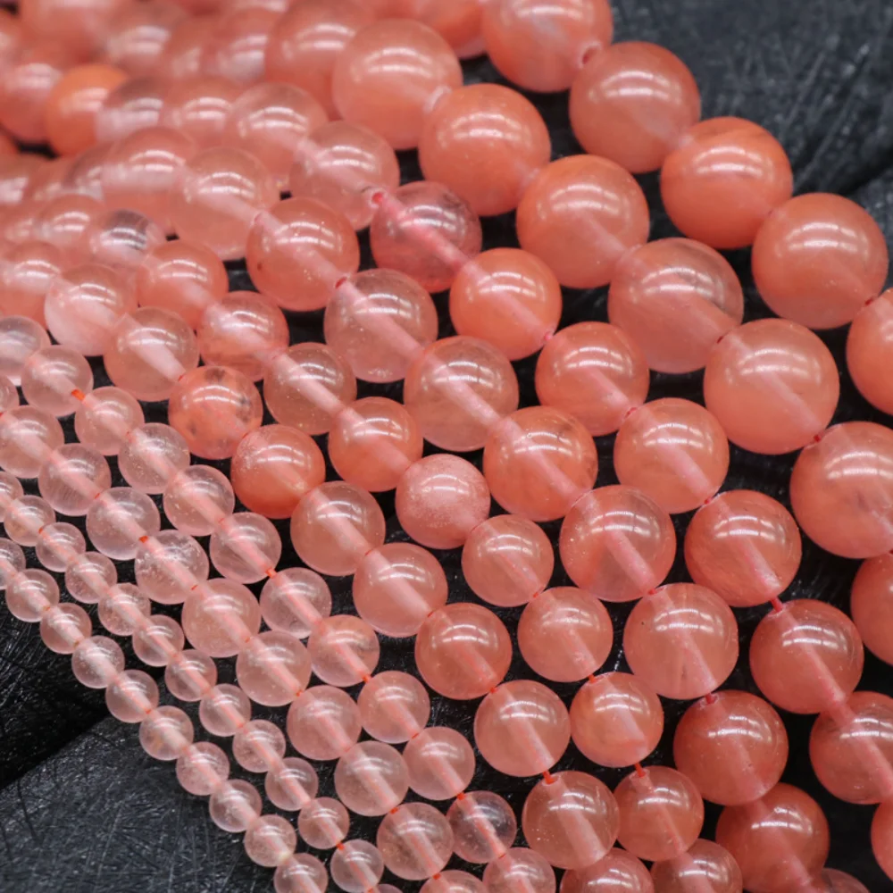 

4-12mm Natural Cherry Quartz Crystal Round Beads Loose Beads DIY Watermelon Red Beaded Jewelry Semi-finished Accessory Wholesale