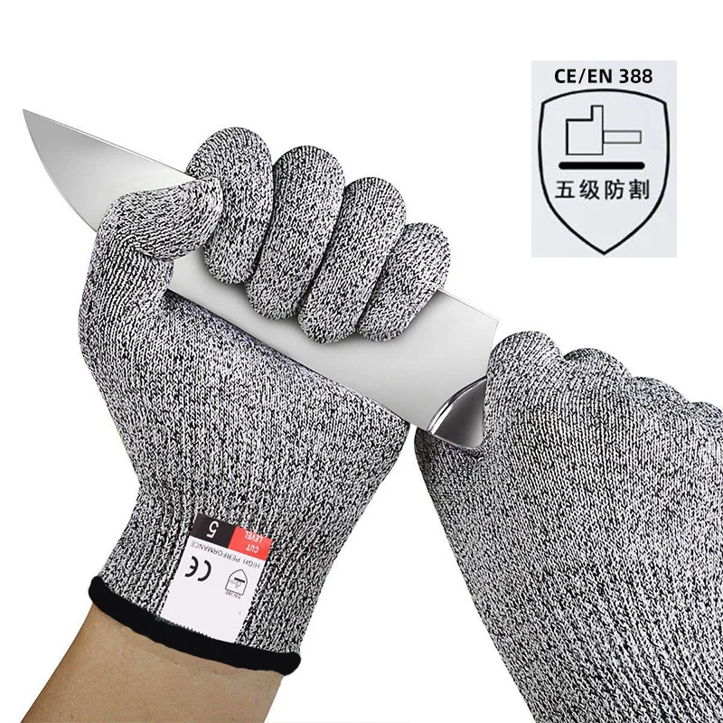 

5 Level Safety Anti-cut Work Gloves Cut-Resistant Safety Gloves Anti Cut Proof Gloves GMG Grey Kitchen Garden Butcher