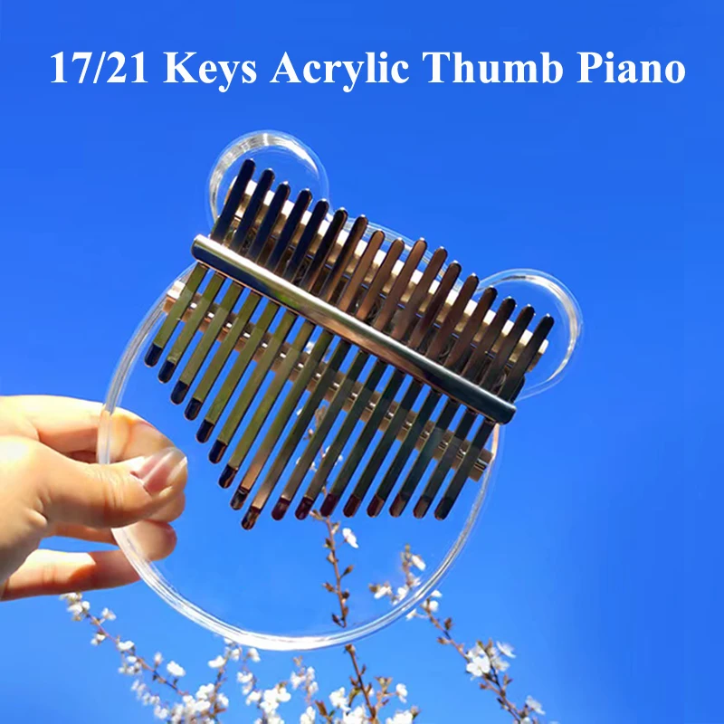 

Portable Acrylic 21 Keys Kalimba 17 Key Mbira Finger Thumb Piano Music Instrument Beginner Gift For Christmas With Tuning Hammer