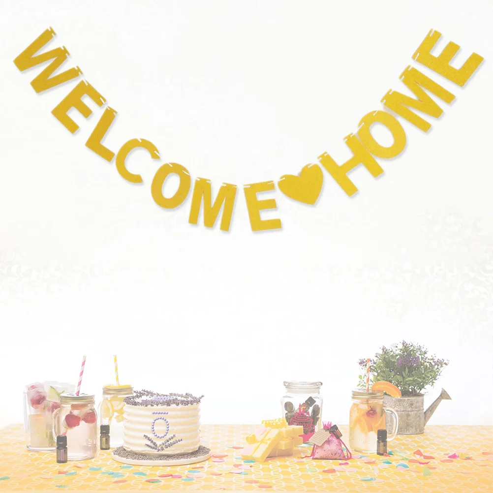 

Banner Bunting Baby Flags Garland Decorative Boy Welcome Come Glitter Gold Party