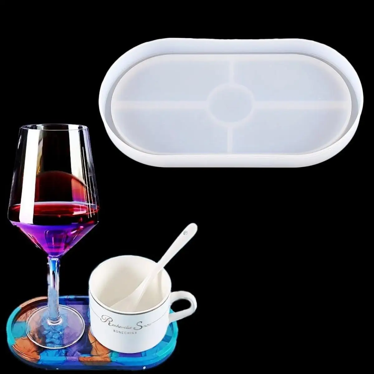 

Diy Crystal Dripping Resin Oval Cup Pad Mold Oval Tea Cup Pad Tray Storage And Production Of Silica Gel Mold