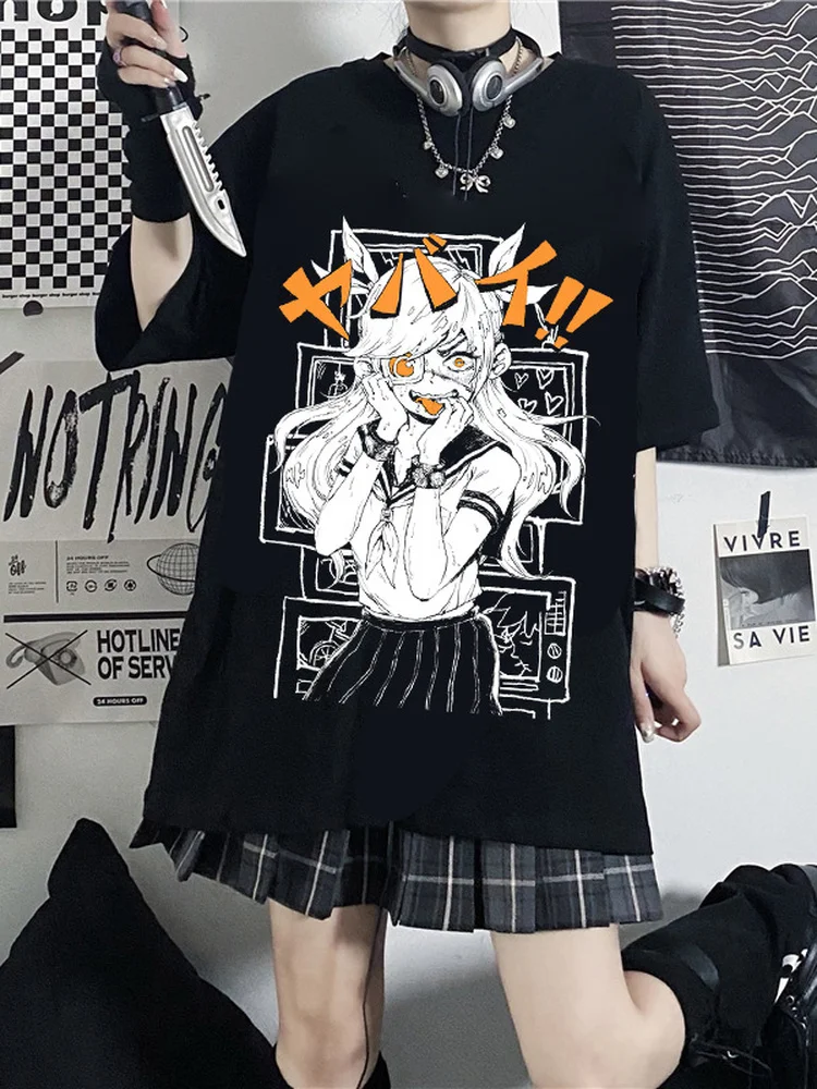 

Deeptown Gothic T Shirt Women Goth y2k Top Harajuku Black Short Sleeve T-shirts Punk Grunge Streetwear E Girl Graphic T Shirts