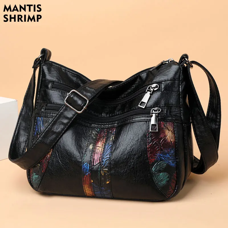 

Women Bag Vintage PU Leather Shoulder Bags Retro Shoulder Messenger Classic Ladies Hobos Designer Fashion Female Crossbody Hobos