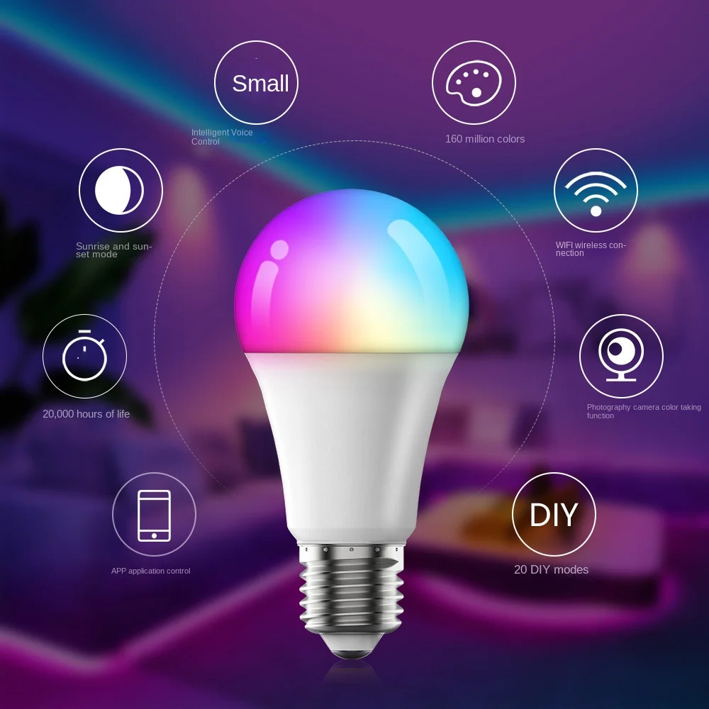 10 Вт пятисторонняя интеллектуальная Wi-Fi лампа EU ERP с изменением цвета поддержка