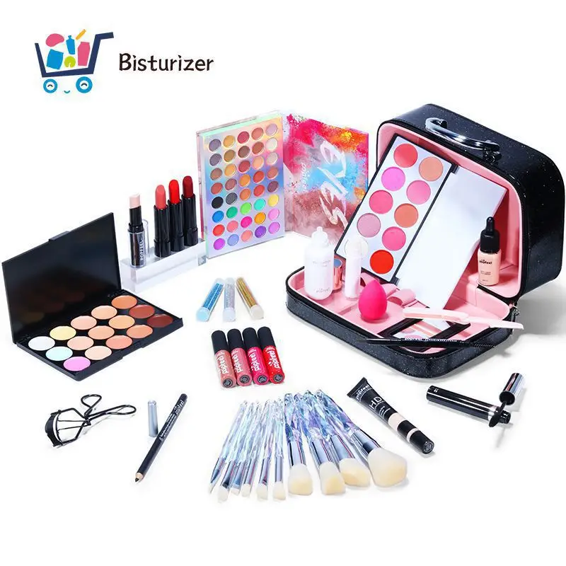 

POPFEEL/set Professional Full Set Of Cosmetics Makeup Set Eyeshadow Lipstick Brushes Eyebrow Concealer All In One TSLM2