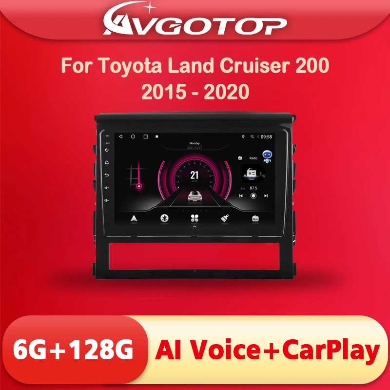 

Автомагнитола AVGOTOP, Android 11, для Toyota Land Cruiser 200, 11, 2015-2020, AI, голосовая навигация Carplay, Wi-Fi, GPS, автомобильный мультимедийный плеер