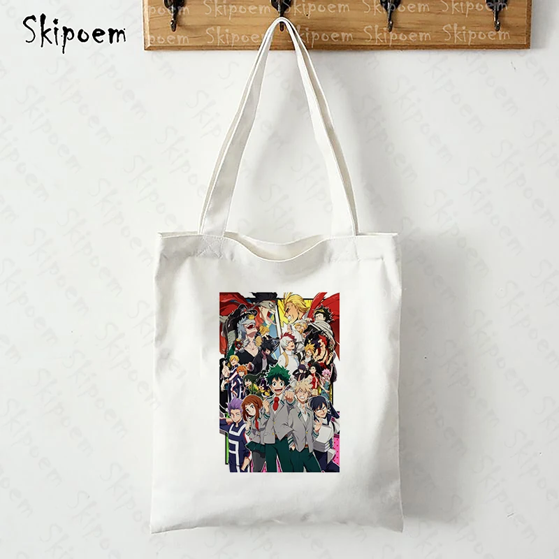 

Boku No Hero Female Handbags Shopping Tote Shoulder Bag Kawaii Aesthetic Casual Large Capacity Cartoon Shopper Bag Handbag