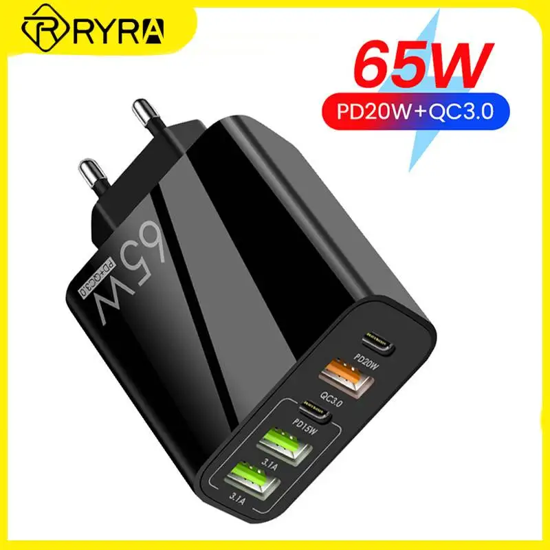 

RYRA EU US UK Charger Quick Charging Adapter 5 Ports 65W USB Wall Plug For IPhone Samsung Xiaomi Huawei Mobile Phone Equipment