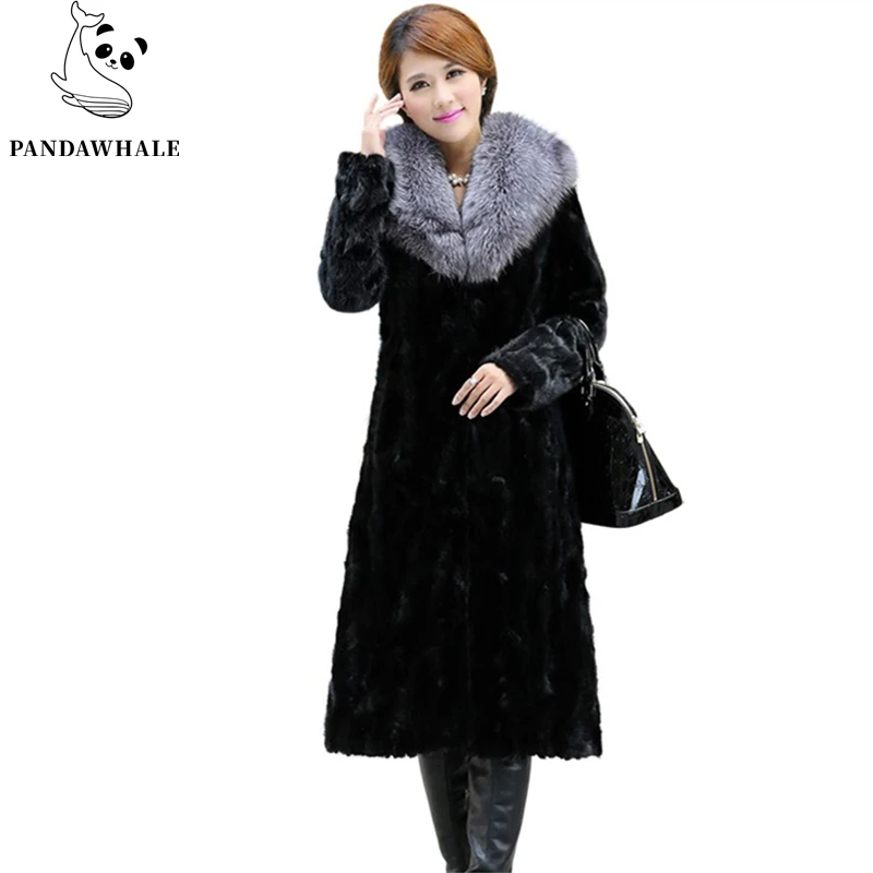 2023 New Winter Luxury New Imitation Mink Fur Coat Women Fox Fur Long Parka Plus Size Loose Thicken Warm Fake Fur Jacket Female