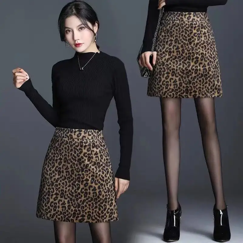 

Юбка-карандаш женская с леопардовым принтом, облегающая мини-юбка с завышенной талией, повседневная одежда в стиле оверсайз, G123