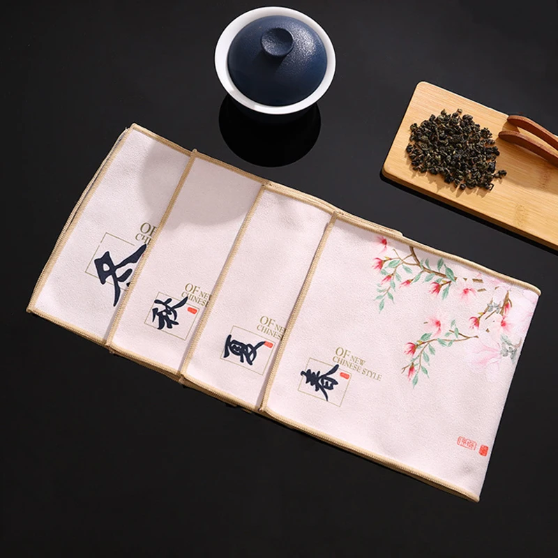 

Tea Towel Chinese Traditional Painting Tablecloth Thick Super Absorbent Tea Set Table Mats Accessories RagTea Napkin