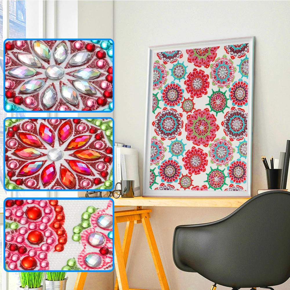 

Алмазная живопись в виде цветка мандалы 5D, алмазная вышивка «сделай сам», художественные наборы, домашний декор, стразы, украшение для вышив...