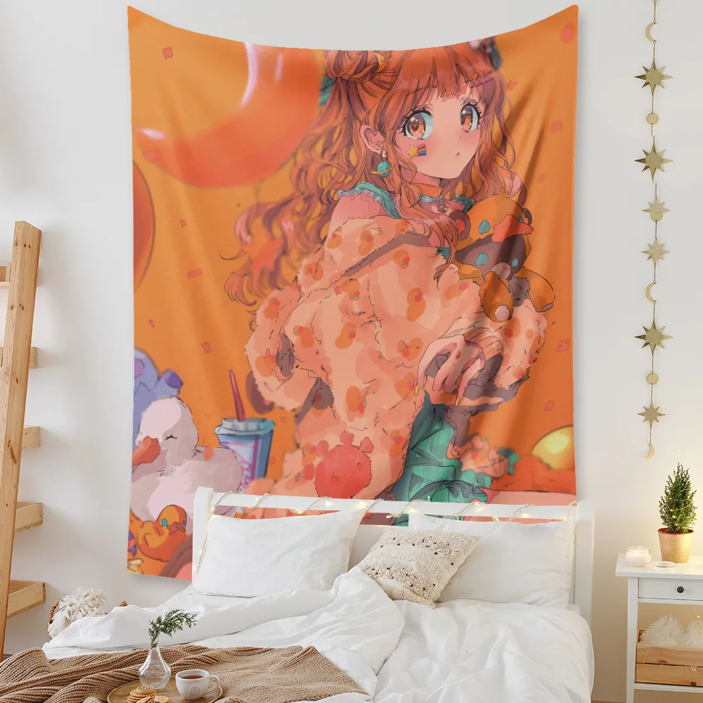 Bohemian Tapestry Cartoon Style Room Decoration Background Hanging Cloth Painting Fabric Two-Dimensional Character Series Part-1