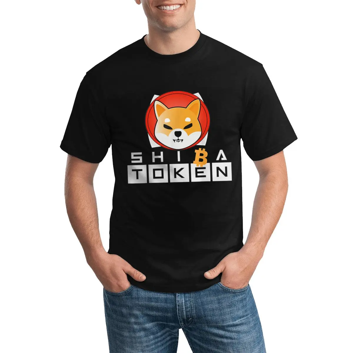 

Футболка с принтом Токена Шиба-ину, модная футболка с вырезом под горло, Мужская футболка размером 3XL, 4XL, 5XL