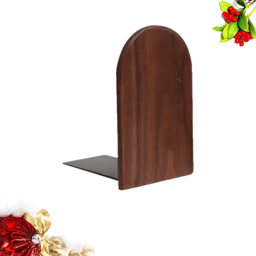 

Black Walnut Bookends Book Supports Rack Magazines Organizer Stand for Office and School - Round Head Decorative