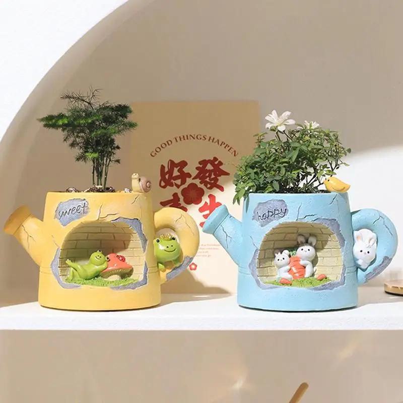 

Цветочный горшок милый мультяшный в форме животного горшок для полива цветов бонсай держатель растений для офиса дома настольные декоративные украшения
