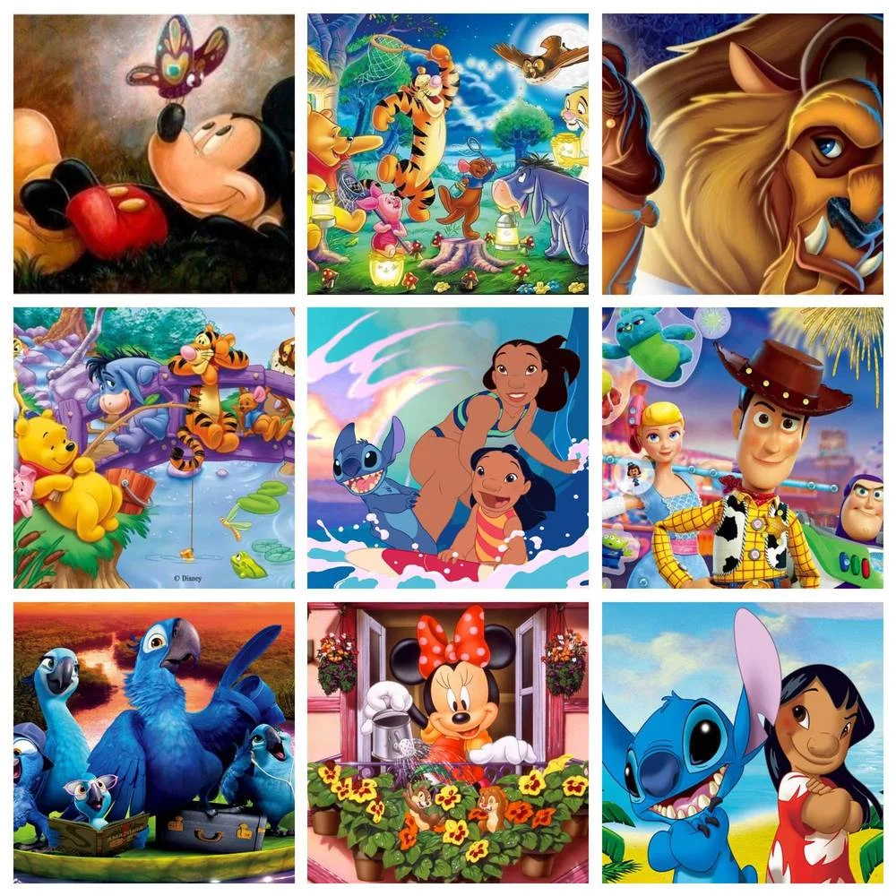 

Disney 5D DIY Diamond Cartoon Winnie The Pooh Mickey Mouse Cross Stitch Hand Inlaid Gifts Children's Room Home Wall Decoration