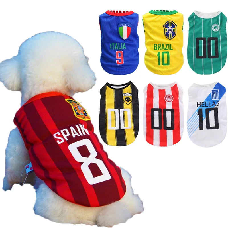 

Dogs Clothes Vest Dog T Shirt For Small Large Dogs Cat Clothing World Cup Football Jersey Breathable Pet Sportswear Pet Supplies