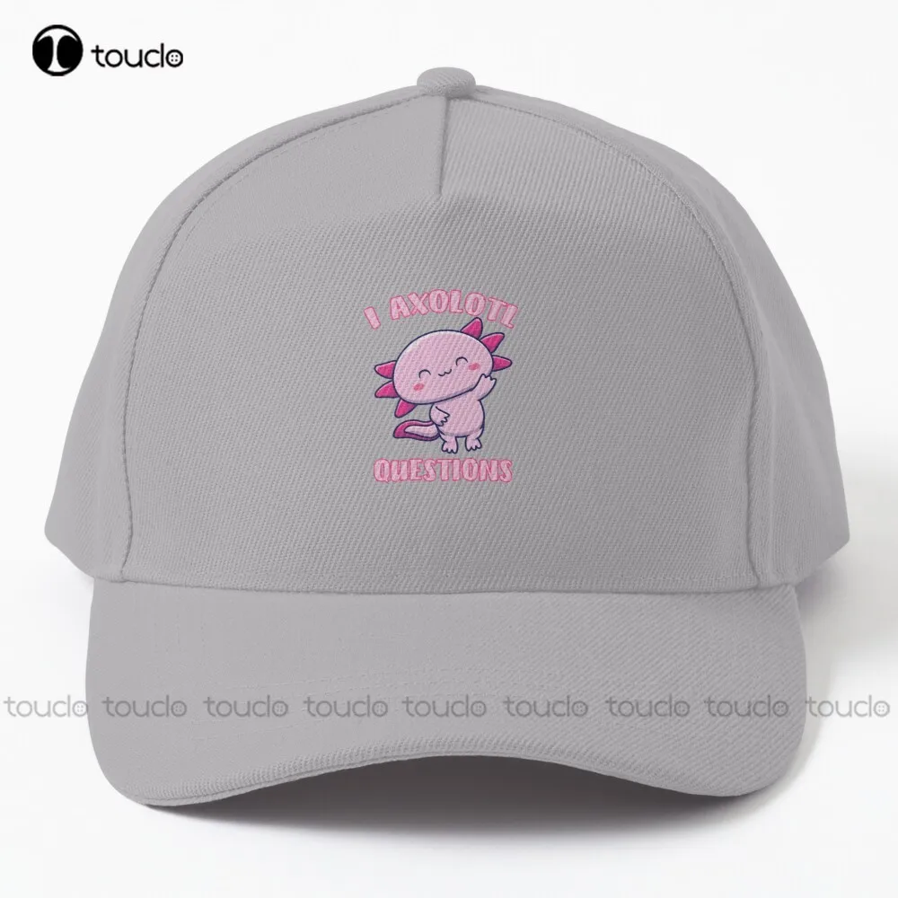 

I Axolotl Questions Baseball Cap Women'S Caps Hip Hop Trucker Hats Outdoor Simple Vintag Visor Casual Caps Custom Gift Unisex