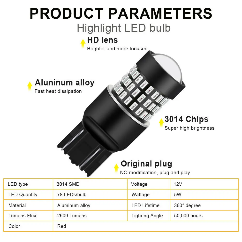 Светодиодные стоп-сигналы Winetis для Honda Civic 1996-2019 красный 7443 7440 78Smd 2 шт. - купить по