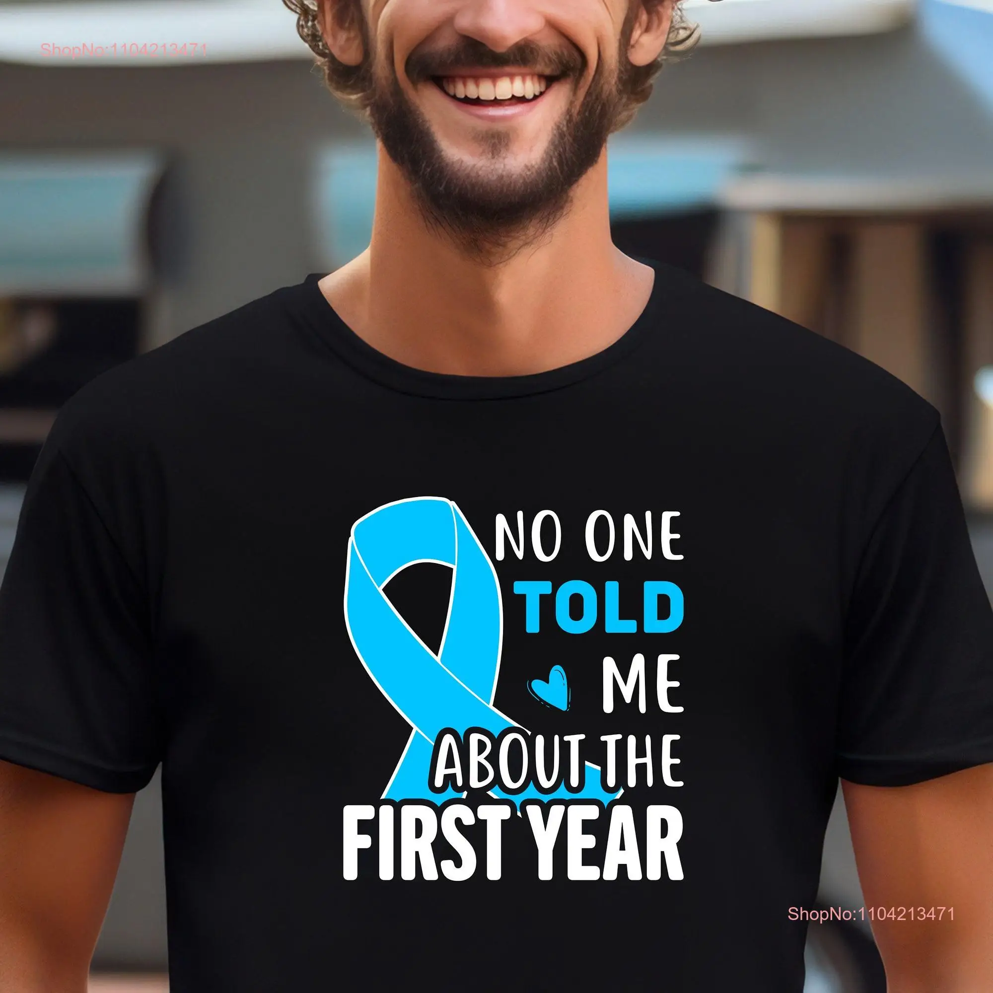 Футболка с синей лентой и информацией о раке простаты пациент более синее чем