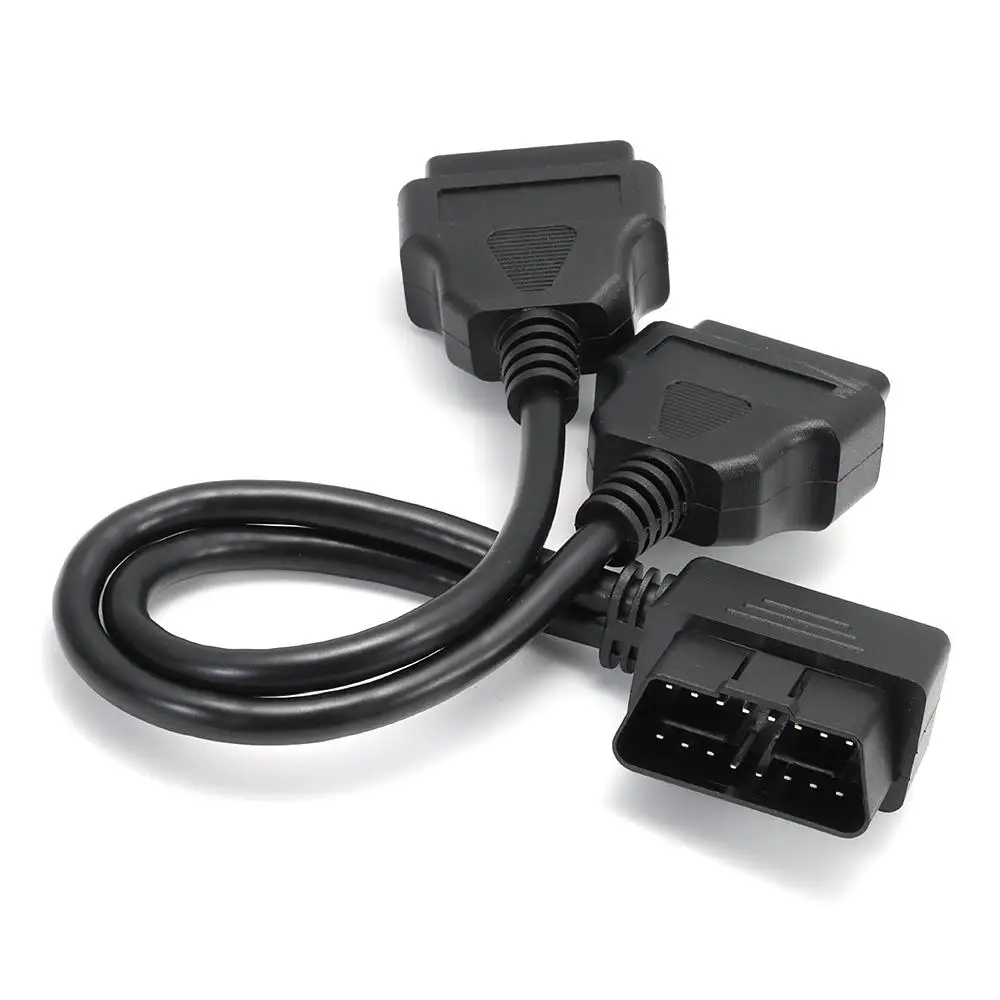 Разветвитель OBD2 черный длиной 30 см/12 дюймов 16-контактный прямоугольный