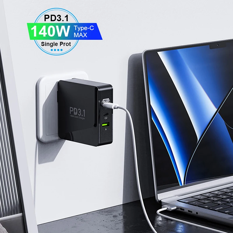 Фото Портативный 4-портовый адаптер питания GaN 200 Вт USB C, PD100W QC 4,0 + супербыстрая зарядка 2,0, зарядное устройство для телефона для iPhone/MacBook/Galaxy S20 №3