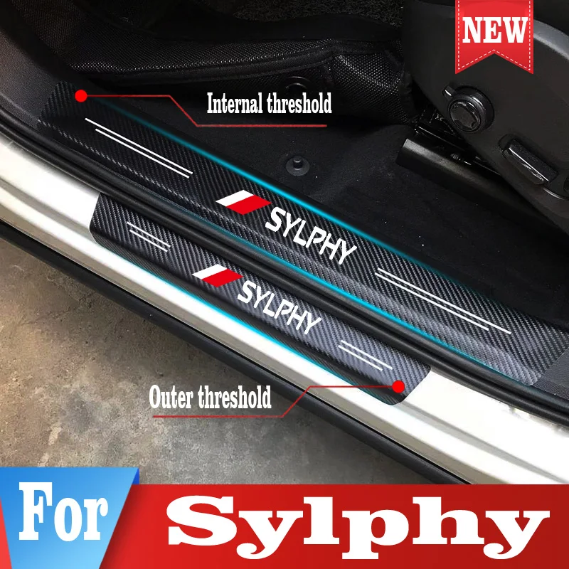 

For Nissan Sylphy Car Door Sill Scuff Plate Vinyl Sticker Auto Threshold Stickers Car Tuning Styling Accessories