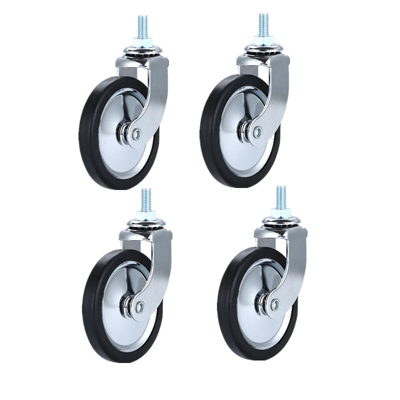 

4 Pcs/Lot 3-inch Lead Screw Chrome Plated Universal/Brake Dining Wheel PP Casters Trolley Silent Wheels Furniture