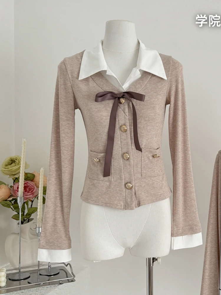 Осень-зима женские корейские модные футболки в консервативном стиле футболка