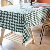 Black And White Plaid Table Cloth Thicken Rectangle Diamond Lattice Tablecloth Coffee Table TV Long Desk Cover Dining Room Decor