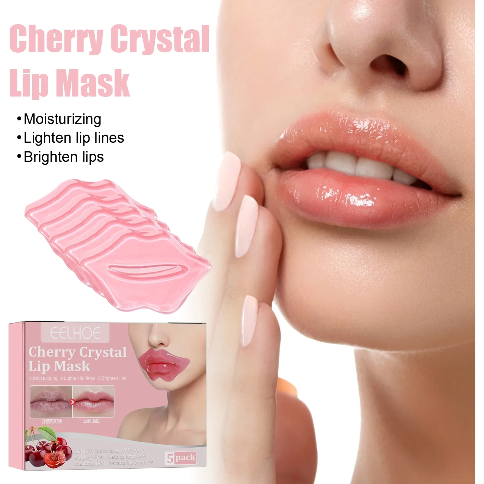 

5pcs Cherry Crystal Lip Mask Moisturizing Anti Wrinkle Nourishing Lip Patches Fade Lip Liners Remove Dead Skin Beauty Lips Care