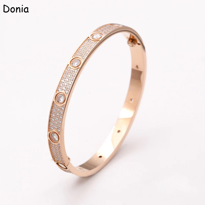 

Donia jewelry European and American fashion ten diamond screwdriver AAA zircon bracelet men and women couples married titanium