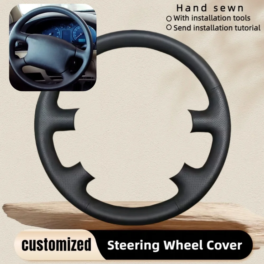 

Изготовленный на заказ плетеный чехол на руль автомобиля, сшитый вручную черный кожаный чехол для VW Golf 4 MK4 1998-2004 Passat B5 1996-2005, автомобильные аксессуары