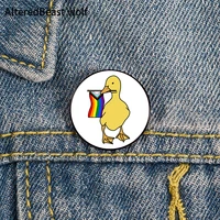 inclusive pride duck pin custom brooches shirt lapel teacher tote bag backpacks badge cartoon gift brooches pins for women
