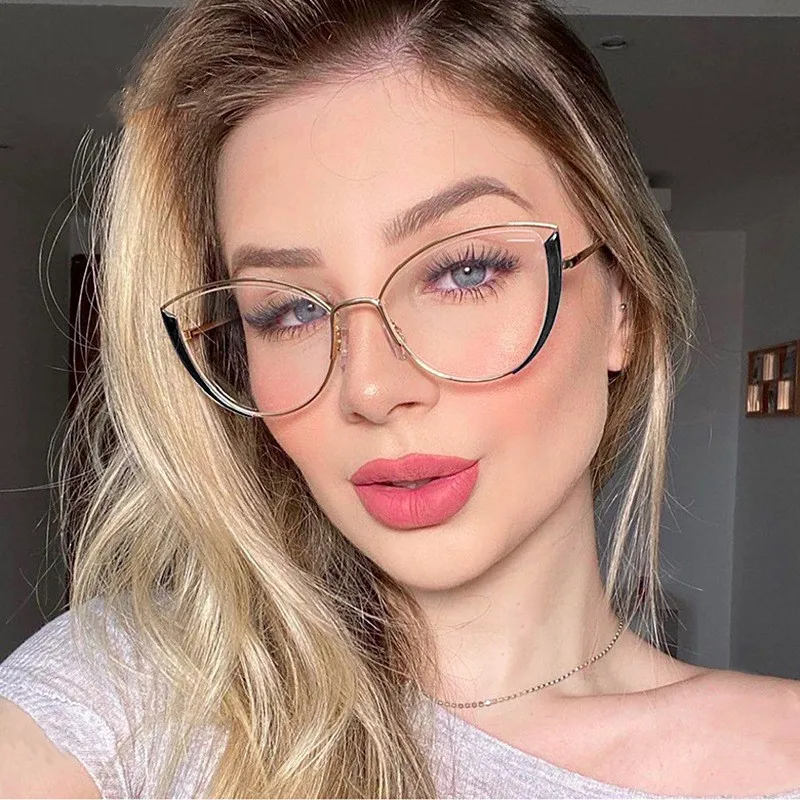 

Trendy Hollow Design Cat Eye Glasses for Women Anti-Blue Light 2023 New Metal Fashion Eyeglasses Computer Optical Eyewear Frame