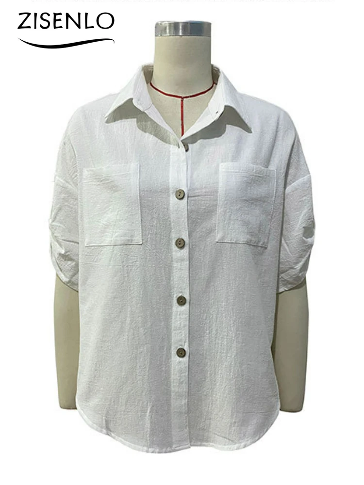 Женские Элегантные блузки новый летний кардиган хлопковая льняная куртка белая