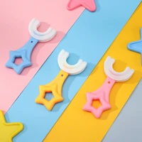 6pcs children u shaped imitation silicone toothbrush star handle manual baby lazy mouth type brush artifact tooth oral cleaner