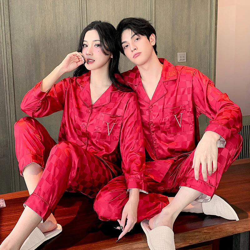 

Однотонная стильная Пижама, комплект для пар, длинная Пижама на пуговицах, костюм для женщин и мужчин, домашняя одежда, набор детской пижамы